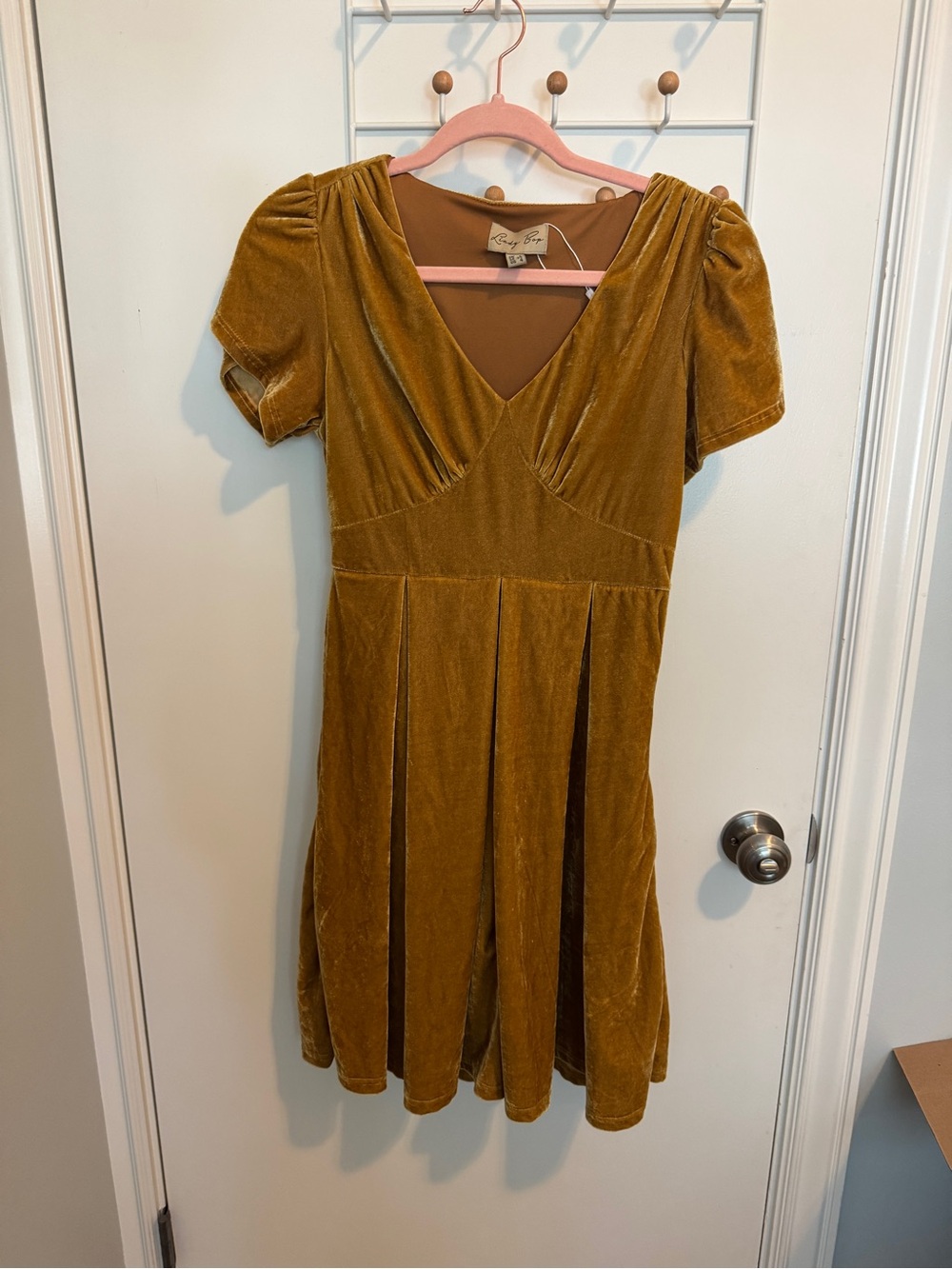 Lindy Bop Mustard Velvet Fit-and-Flare Dress